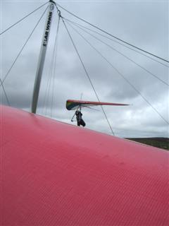 Wayne landing over Harvey's glider.