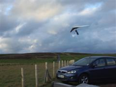 Geoff landing on the Mynd.