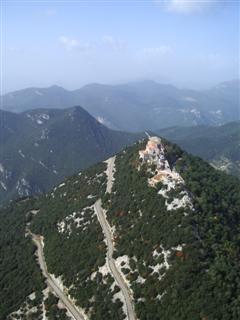 The monastery at El Mont from above.