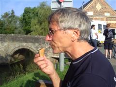 Geoff eating ice cream.