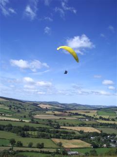 James flying over Clunbury.
