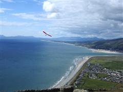 Wayne flying over Fairbourne.