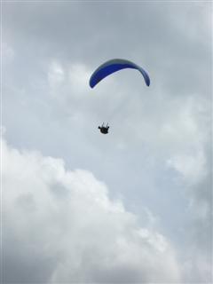 Kai circling over the landing field.