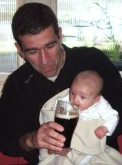 Little Maya having her first pint of Guiness