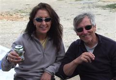 Nicky and Geoff having a celebratory beer